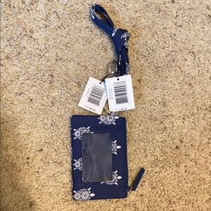 Vera Bradley Blue and Gray Key Card Holder with Clear Window